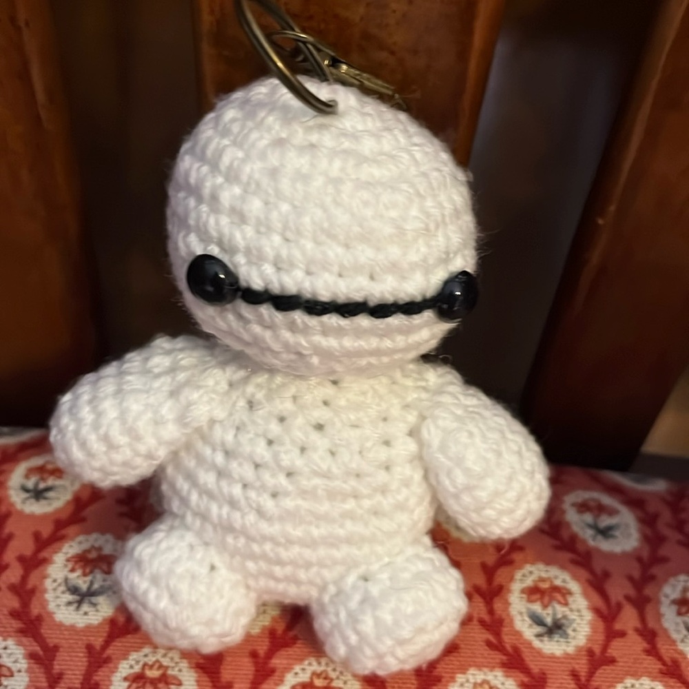 Handmade crocheted Baymax from Big Hero 6 with keychain. New but no tag.